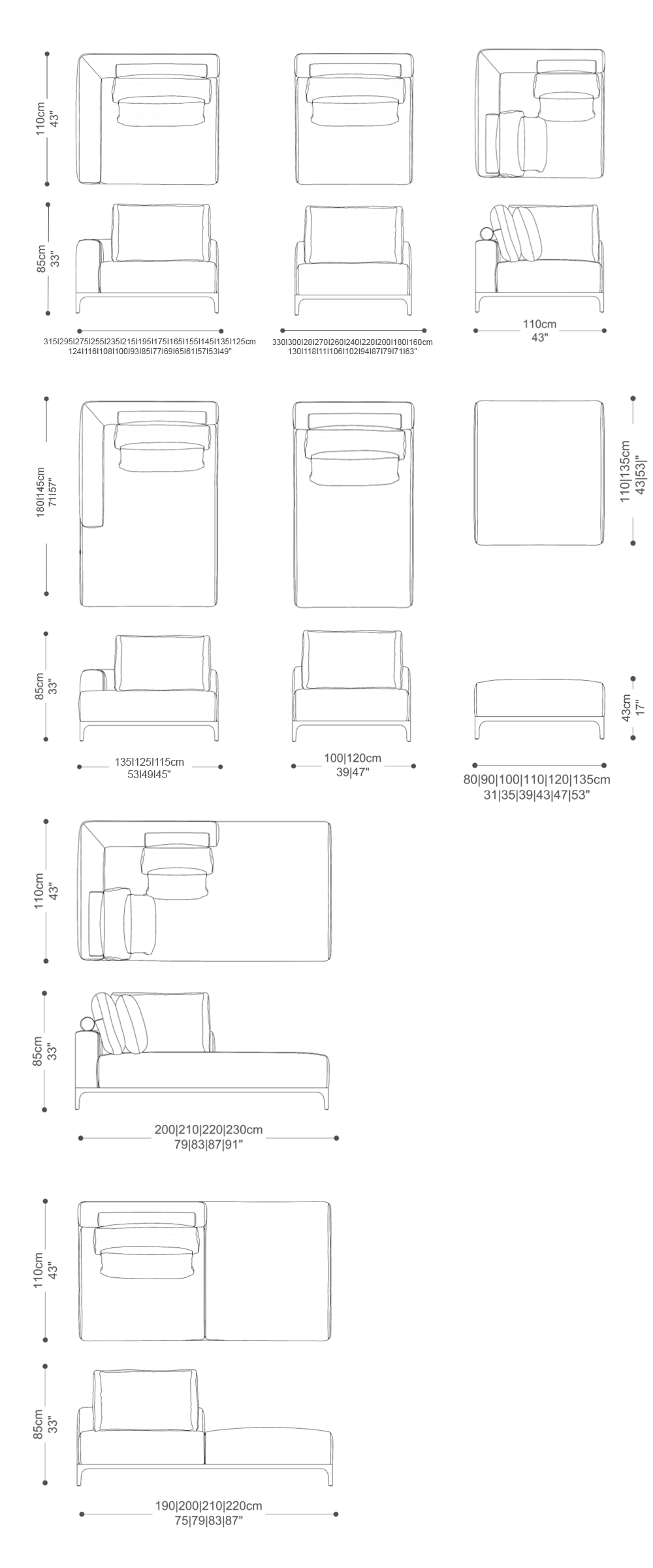 Imagem das dimensões completas do produto